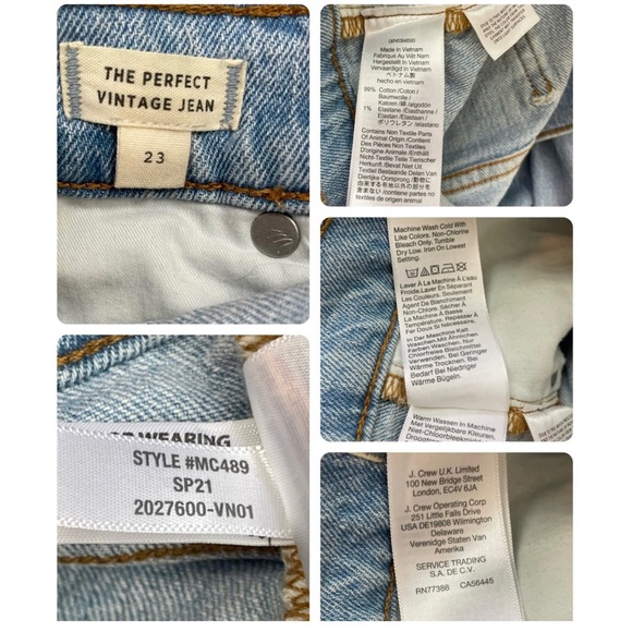 Madewell The Perfect Vintage High Rise Tapered Leg Jeans in Fiore Wash Size 23 - Picture 10 of 15